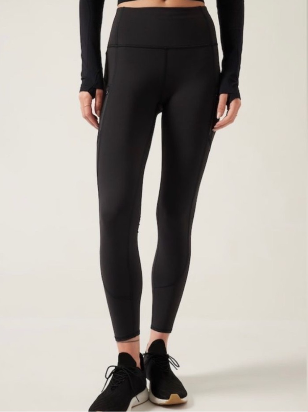 Athleta black Rainier Tight leggings medium ankle zipper workout yoga athletic